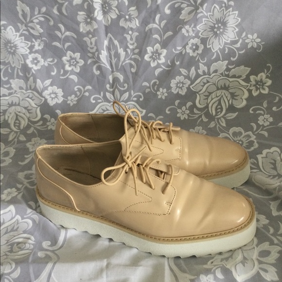 Zara Basic women tan Derby Oxford patent leather 9